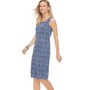 Talbots Petite Effortless Jersey Shift Dress - Star Geo - Navy/White Women's Lp